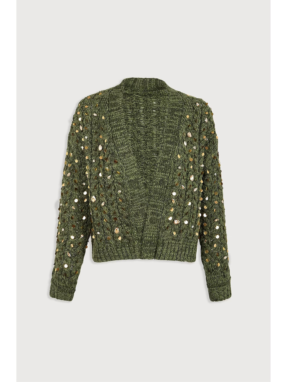 NEW, SAACHI DECO CABLE KNIT CARDIGAN in Green O/S #T4110